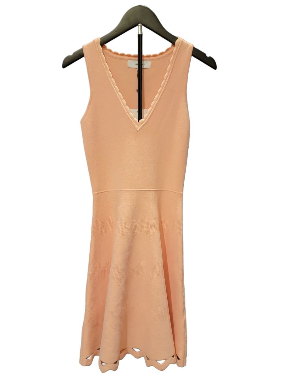 John + Jenn Peach Scalloped V-Neck Fit-and-Flare Mini Dress - Size XS - NWT